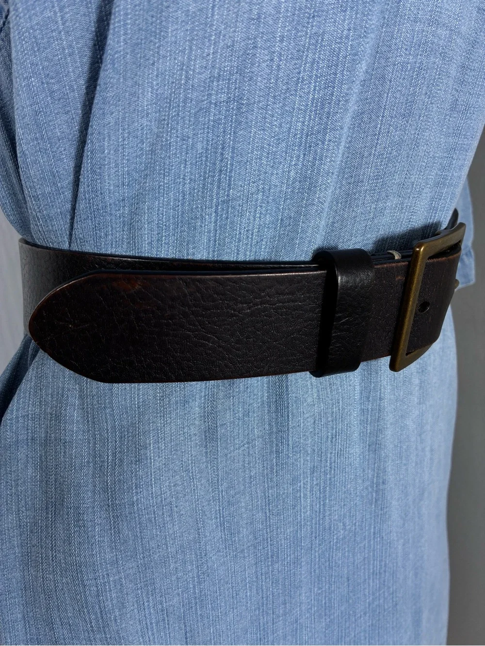 Volpi Concerie Mens Belt Genuine Leather from Italy Chocolate Brown Brass Buckle